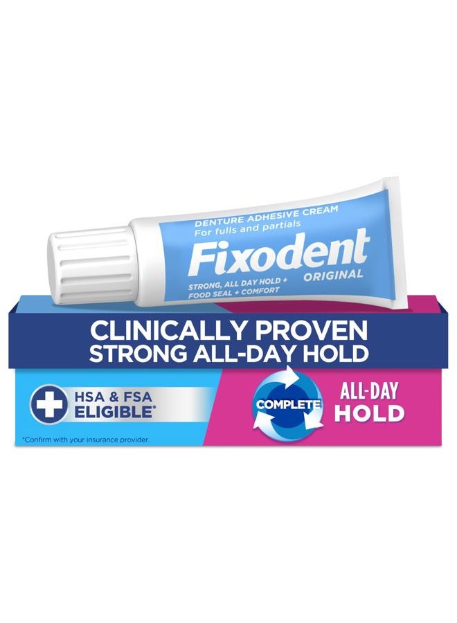 Fixodent كريم لاصق طقم أسنان أصلي كامل، 0.75 أونصة - Image 1